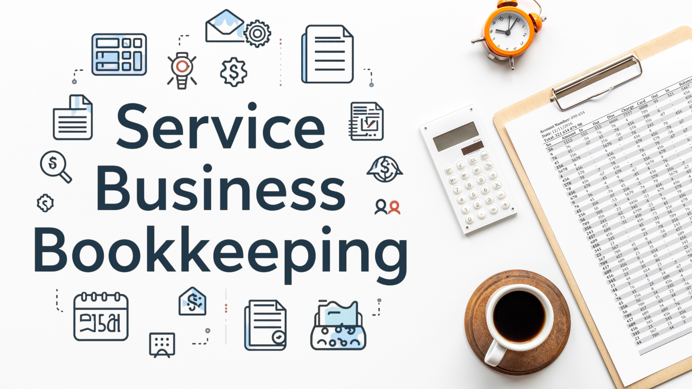 Service business bookkeeping dashboard showing billable hours, project profitability, and cash flow reports.